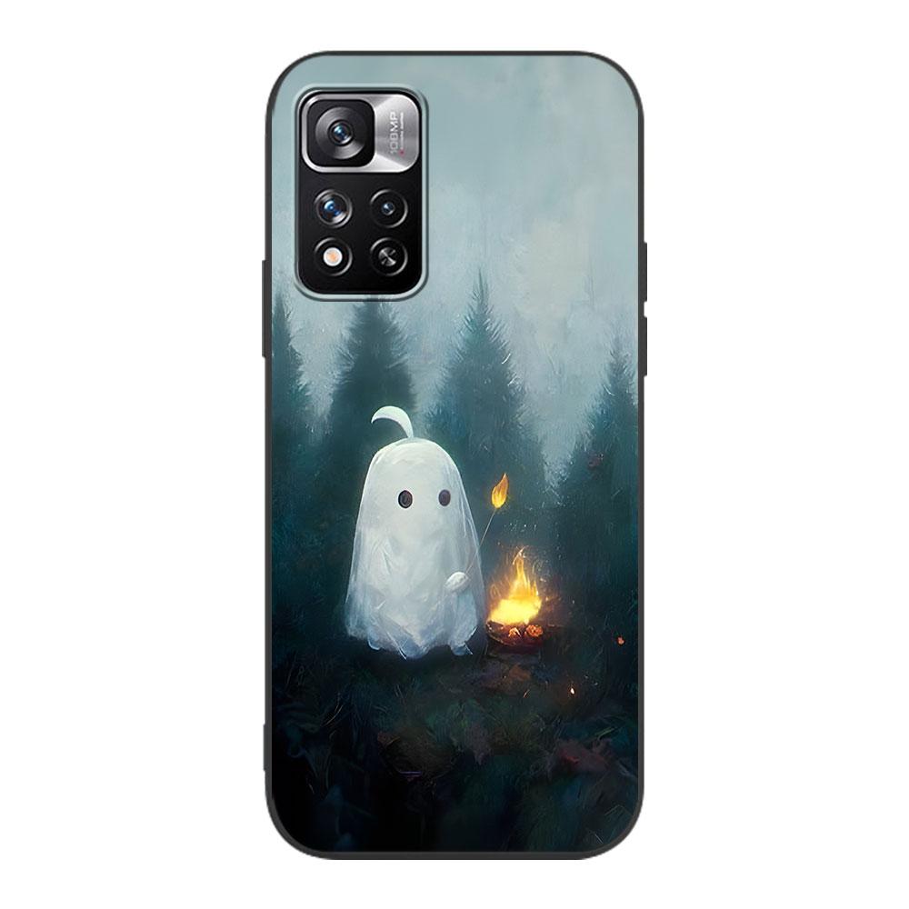 

Эстетичный милый чехол Ghost Art для Xiaomi Redmi Note 11 10S 8T 10 12 Pro Plus 11T 8 9 11E 11S 5 9S 7 Мягкий черный чехол для телефона TPU Redmi Note 10S