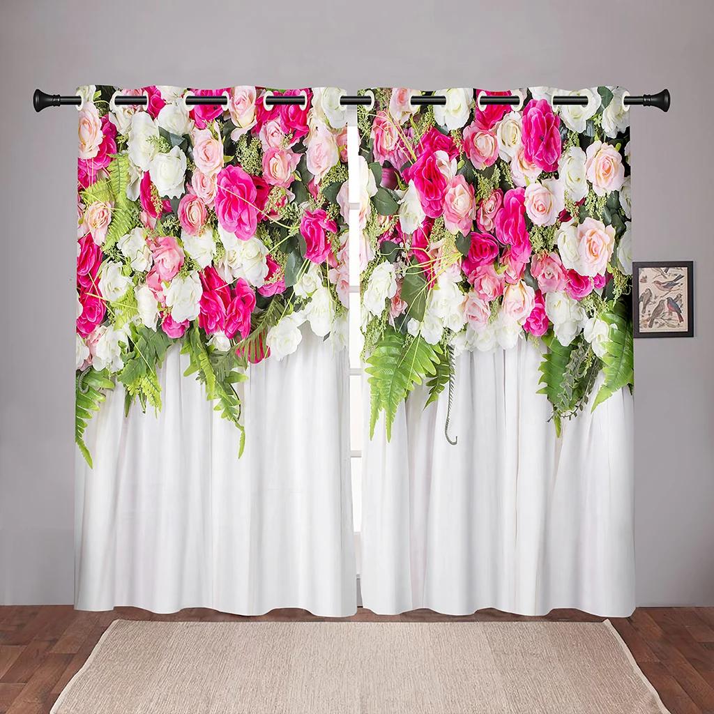 New Colorful Flawer Floral Girl Blackout Window Curtains for Kids Bedroom Living Room Bathroom Kicthen Door Home High Shading