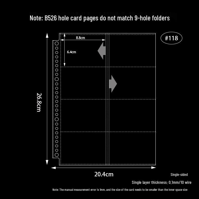 A4/A5 HD Transparent 4-Pocket Refill Pages for Star Cards - Thickened Inserts for 3-Inch Photo Card Albums