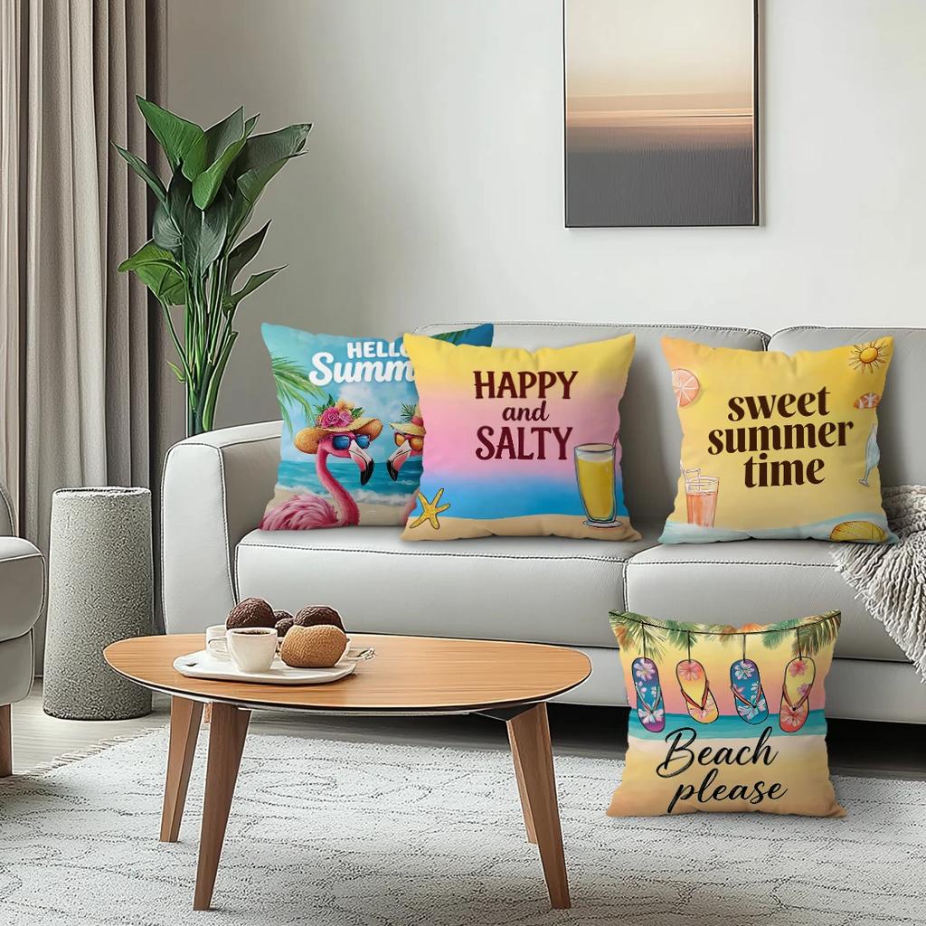 4pcs/set Summer Decoration Cushions Pillowcase Polyester Cushion Cover Throw Pillow Pillowcover Home Car Sofa Decor