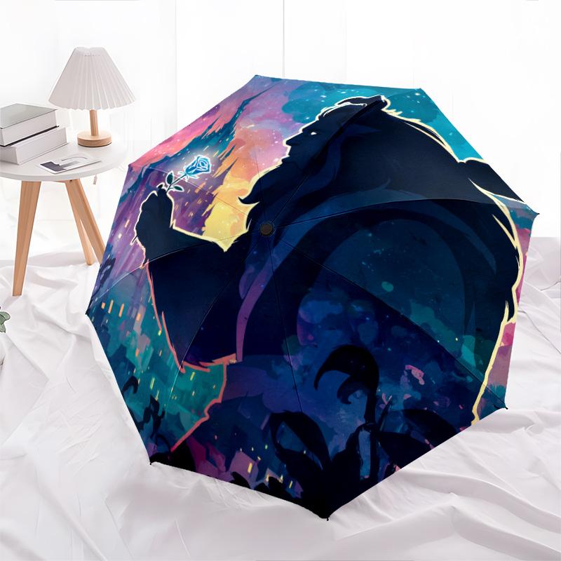 Purple Pattern  Pattern, Automatic Folding Umbrella, Portable and Foldable Design, 8 Ribs, a Christmas or Birthday Gift.