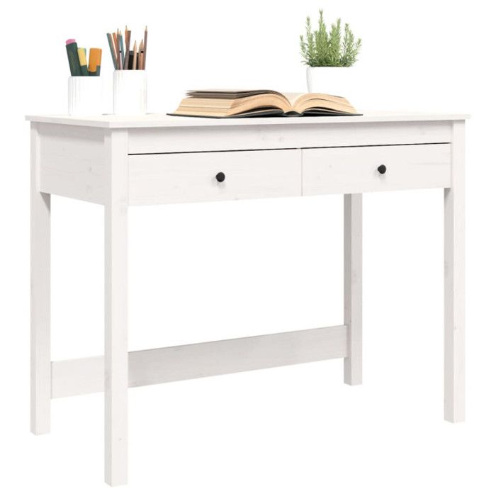VidaXL Bureau avec tiroirs Blanc 100x50x78 cm Bois massif de pin 824644