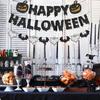 Runtow Happy Halloween Banner , Halloween Paper Hanging Garland Bunting Banner ,Pumpkin Flag, Halloween Party Backdrop Decor