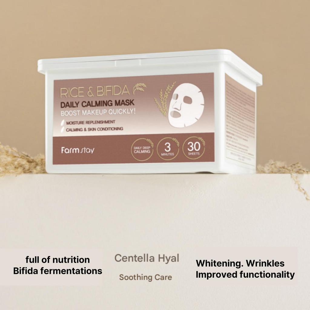 Farmstay Rice & Bifida Daily Calming Mask 30ea