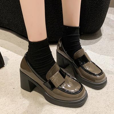 Fashion 2024 Women Autumn New Fashion High Heels Shoe Square Toe Shoes British Woman Shoes