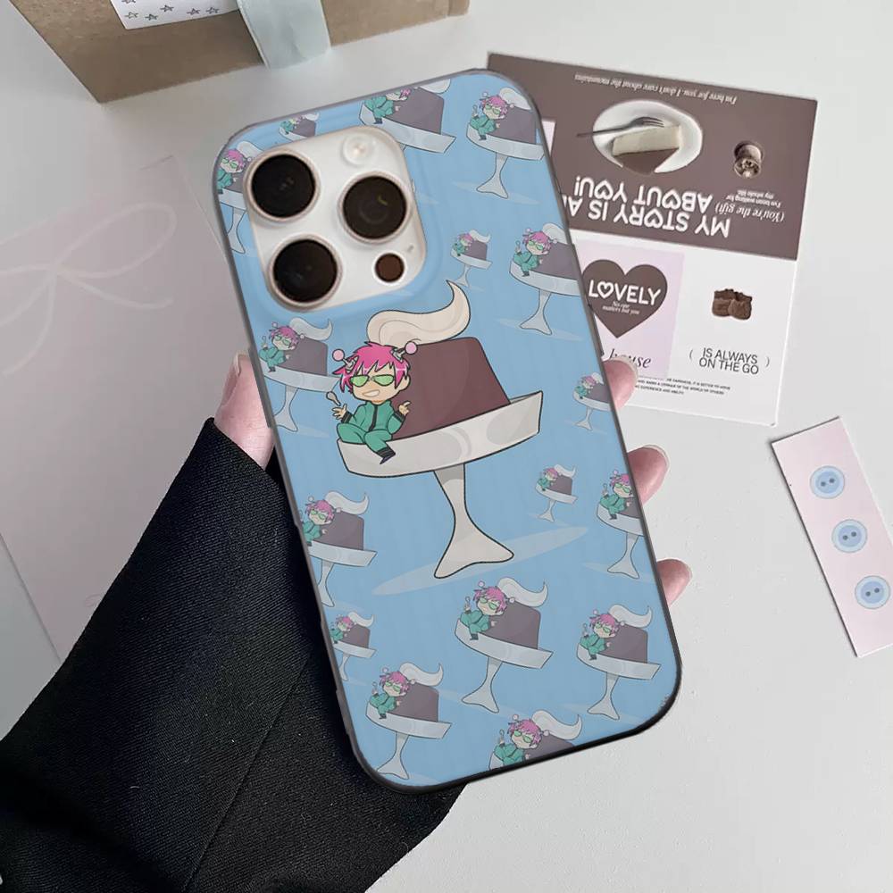 Cute Kitty Boy Saiki Kusuo Corrugated Stripe Phone Case For IPhone 17 16 15 14 13 12 11 Pro Max Plus Pro Shockproof Cover