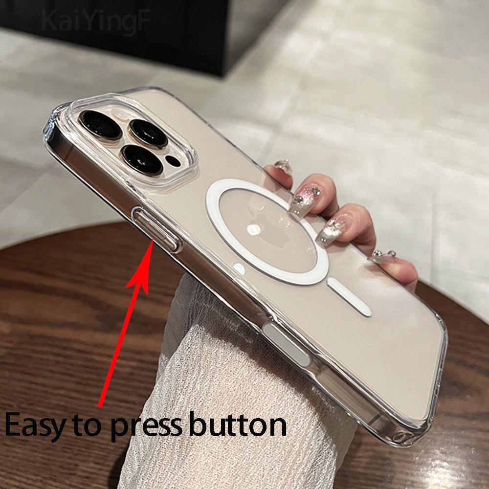 Pro Magesafe Magnetický Průhledný Bezdrátový Nabíjecí Kryt Pro iPhone 16 Pro Max Plus Ovládání Fotoaparátu Tlačítko Snímání Průhledný Kryt