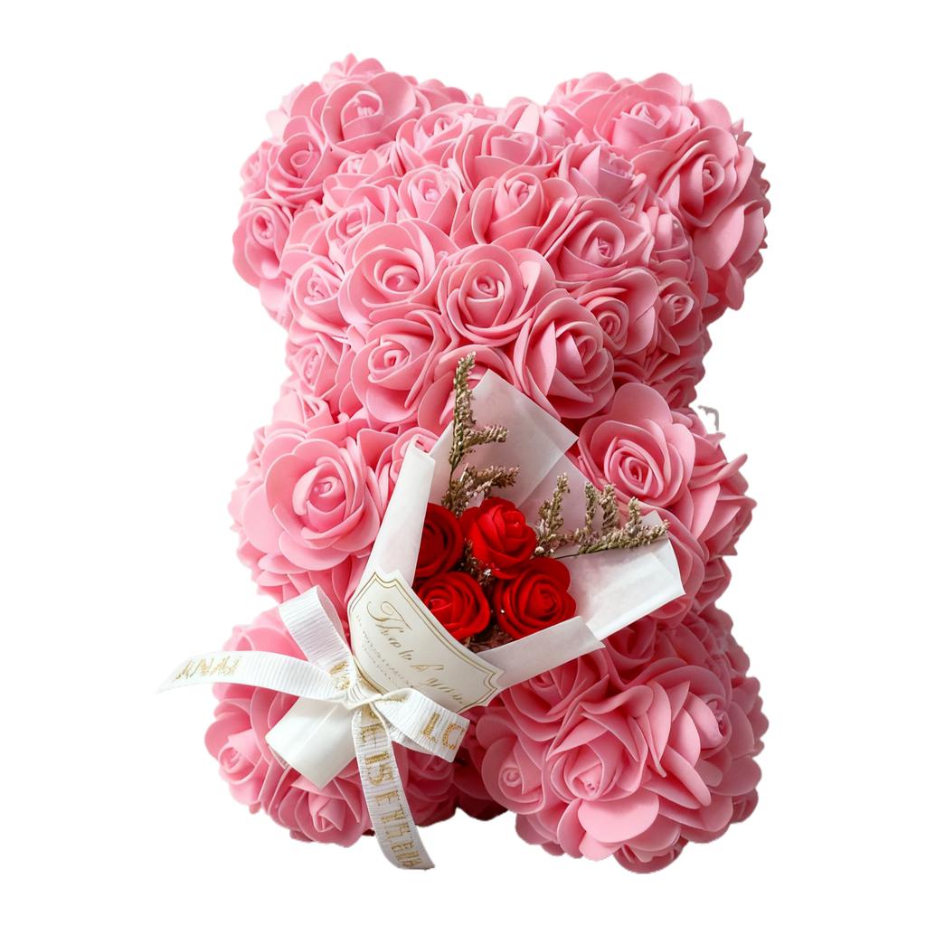Valentines Day Gift 25cm Artificial Rose Bear With Box For Girl Friend Women Mother's Day Gift Brithday Present Wedding Party