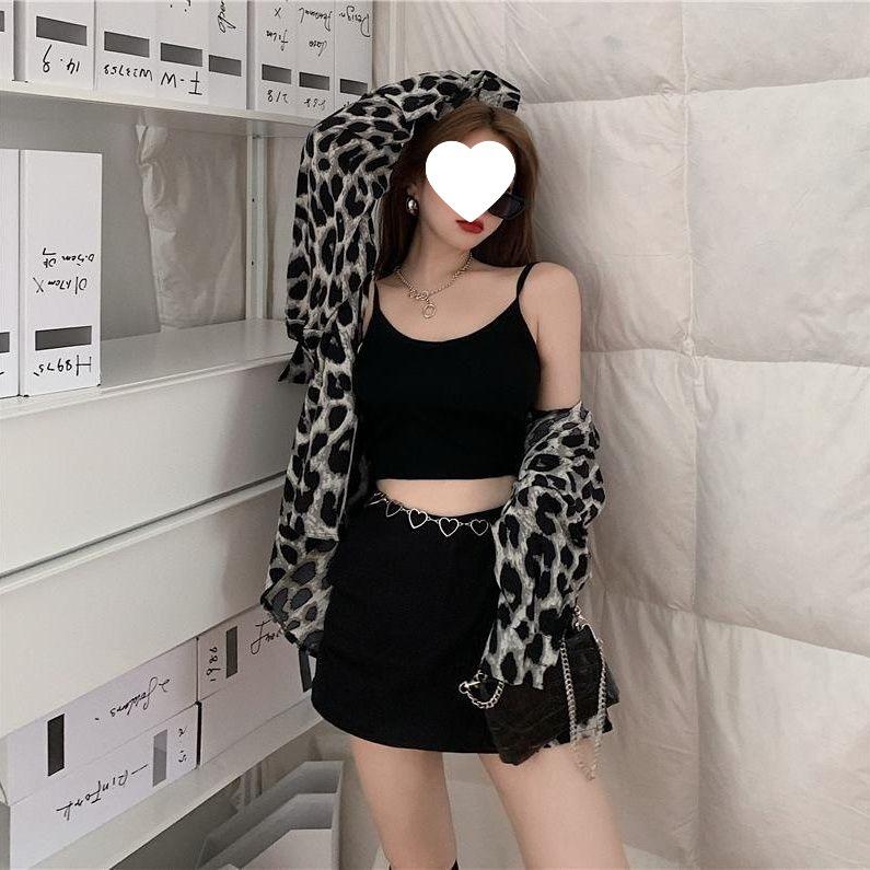 Damen Retro Leopardenmuster Langarm Revershemd