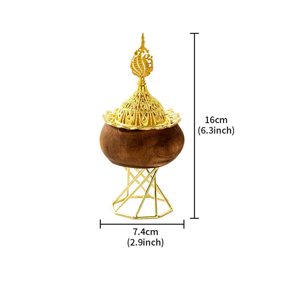 Retro Round Wood Octagonal Golden Metal Temple Table Decoration Aromatherapy Furnace Middle Eastern Arab Festival Incense Burner
