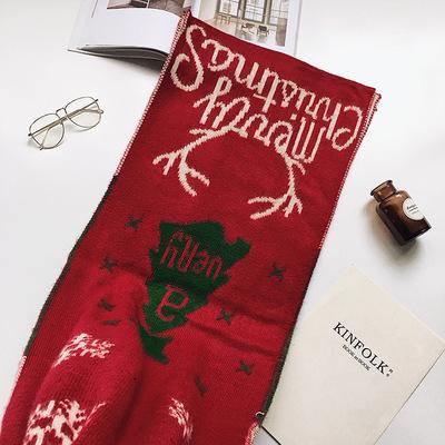 Christmas Gift Japanese Knitted Wool Scarf Female Autumn and Winter Korean Version Student Long Style Thickened Versatile Scarf Tide