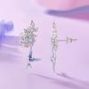 Silver Hummingbird Earrings with Flowers, 925 Silver Studs