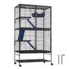 64.6" Metal Small Animal Cage 4-Tier Rolling Ferret Cage with Tray 3 Ramps
