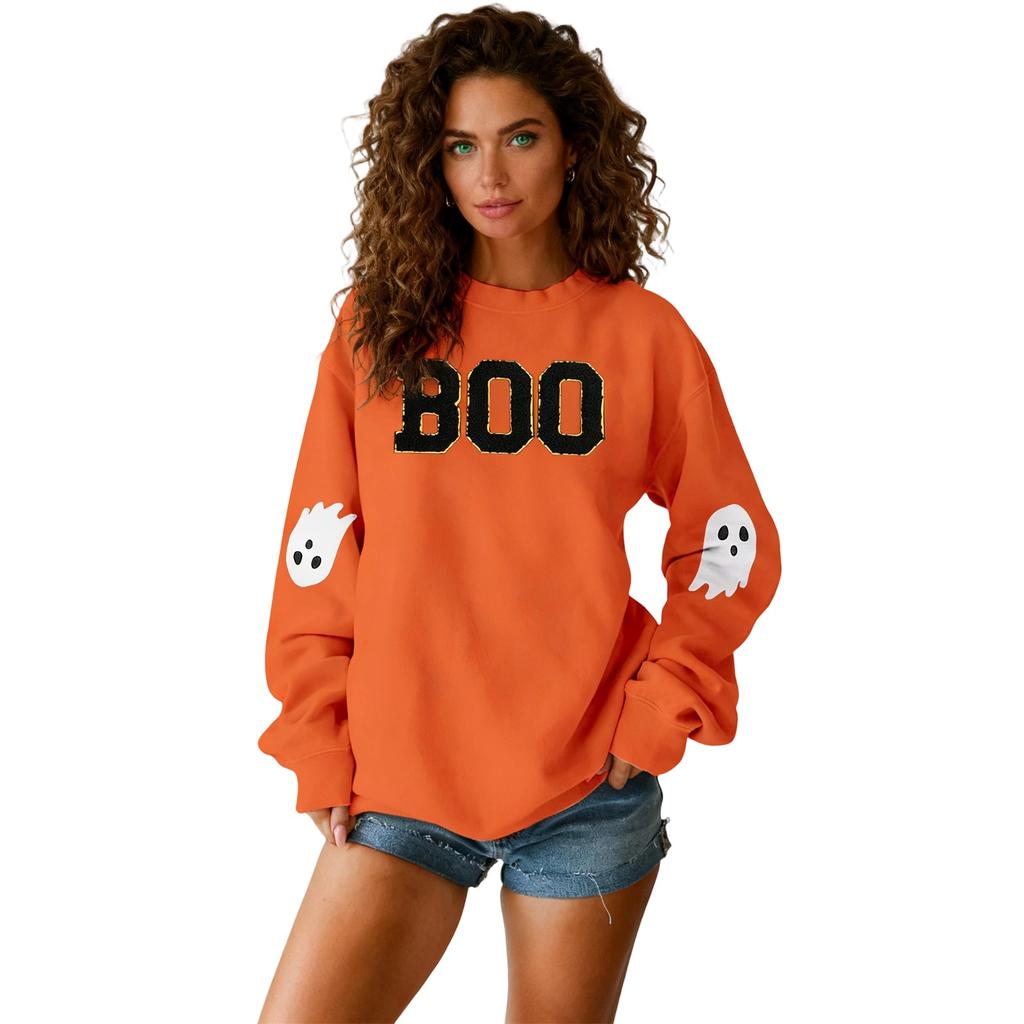Women's Round Neck Printed Tops Cotton Casual Fashion Long Sleeve Pullover Top Blouse