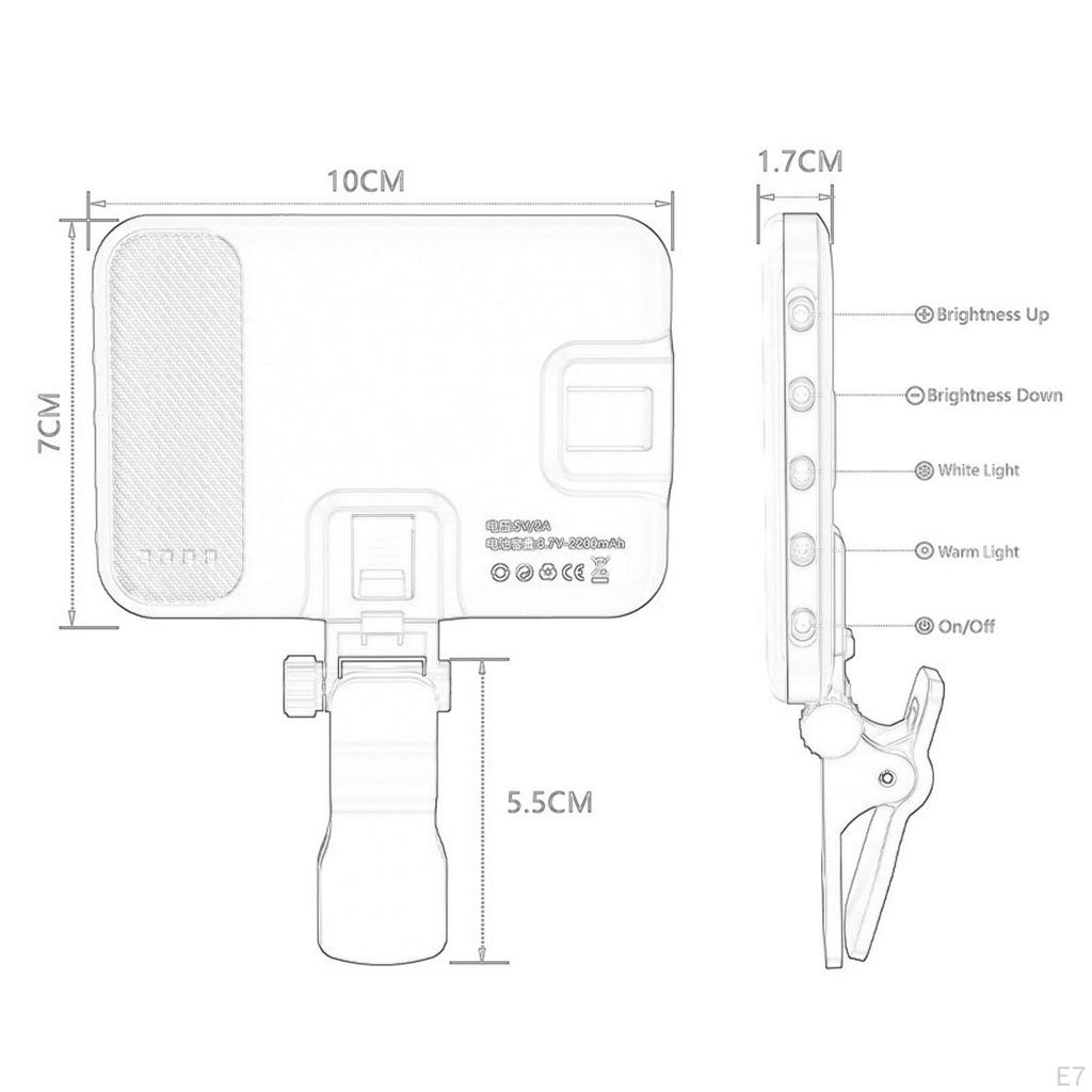 Phone Clamp Light Selfie Fill Lamp, 60 LED Portable Light,Clip Video for