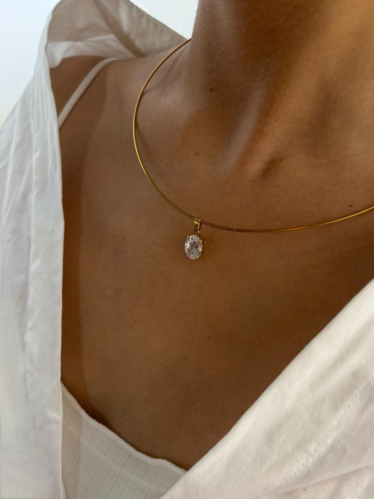Peri'sbox Statement 5 Designs Sparkling AAAA Zircon Pendant Necklaces for Women Stainless Steel Choker Necklace Fashion Jewelry