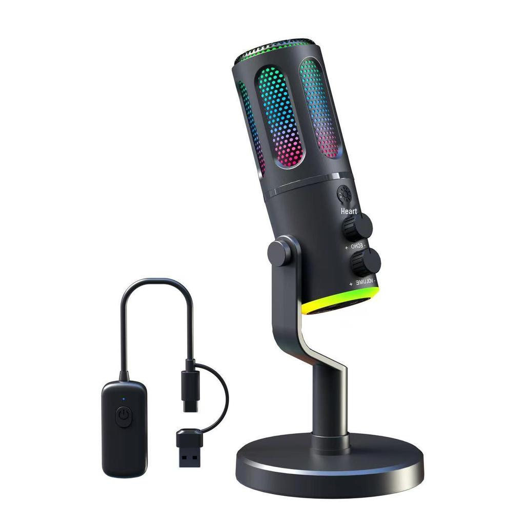 RGB Gaming Microphone - Wired Condenser for Streaming, Recording, and KTV