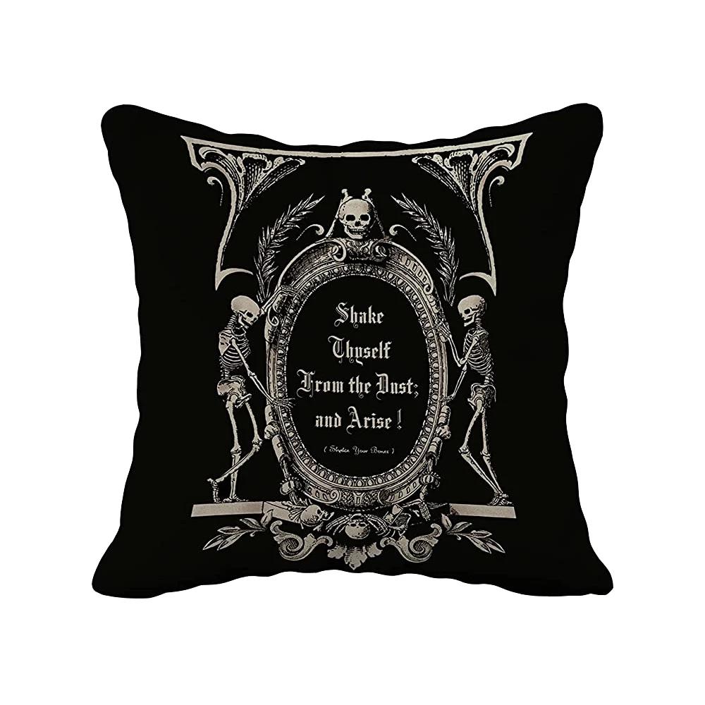 Horror Skeleton Art Print Pattern Cushion Cover Home Living Room Sofa Decoration Throw Pillow