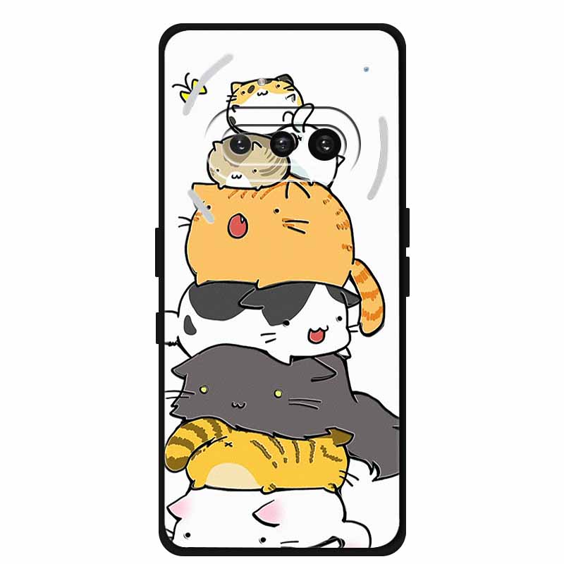 For Nothing Phone (3a) Case 3D Relief Flower Emboss Black Silicone Funda For Nothing Phone 3A A059 3D Back Cover Cartoon Bumper