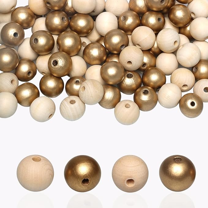 100 Beads 16mm Wooden Loose Spacer Beads for Crafts Making, Colorful Farmhouse Wooden Beads for Home Decor