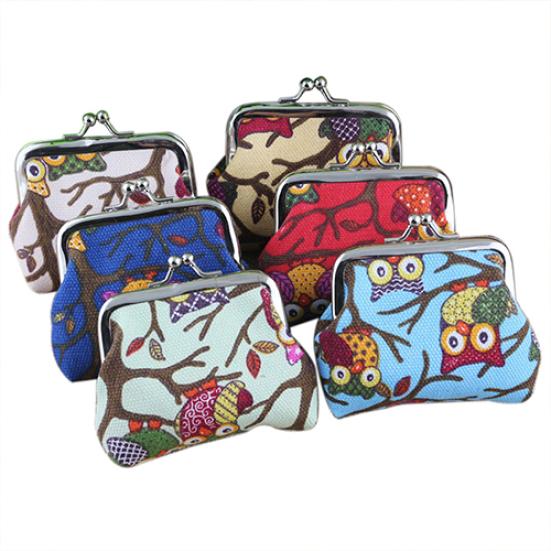 

Women Cute Multi-color Owl Printed Coin Purse Wallet Canvas Pouch Money Bag