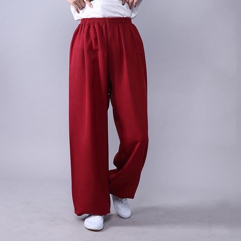 Jarní a letní dámské bavlněné lněné kalhoty Tai Chi, prodyšné, s lucernou, kalhoty na bojová umění, jógu, taekwondo, box, karate, jeet kune do