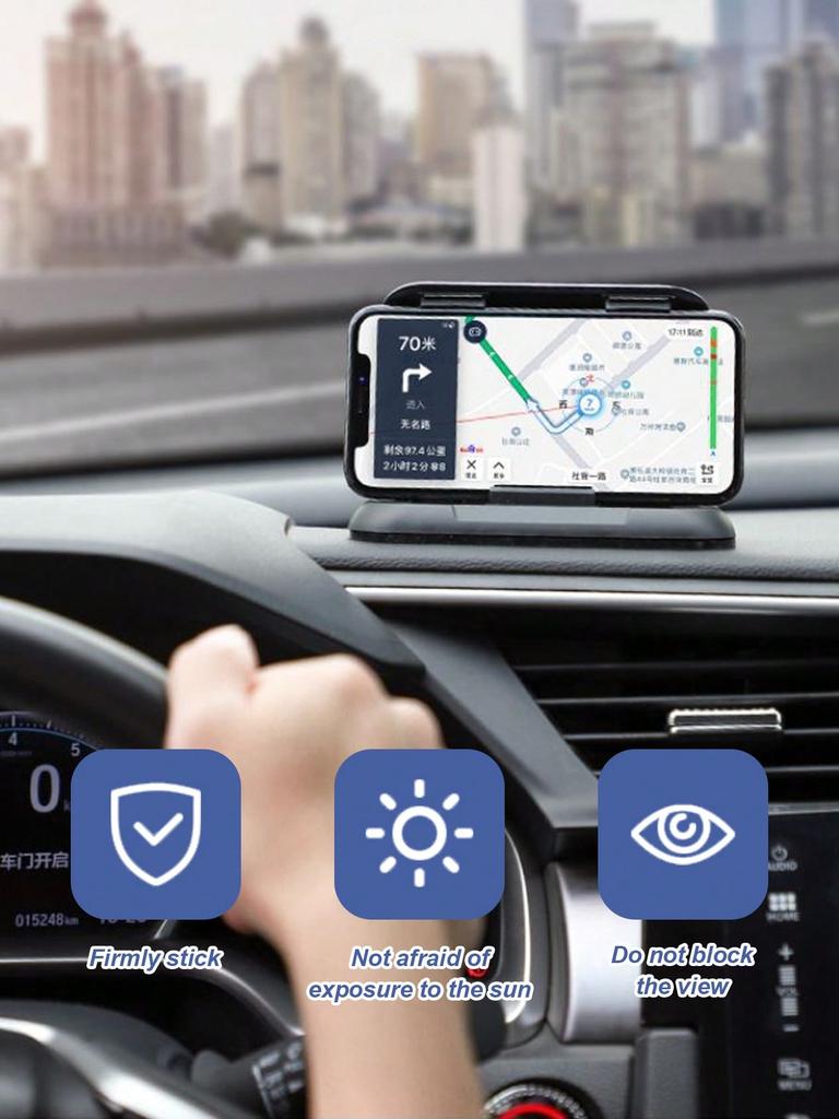 Carbon Fiber Car Phone Holder – Heat-resistant Silicone Base, 3-Angle Adjustable Spring Slot, Shockproof & Reusable, Universal