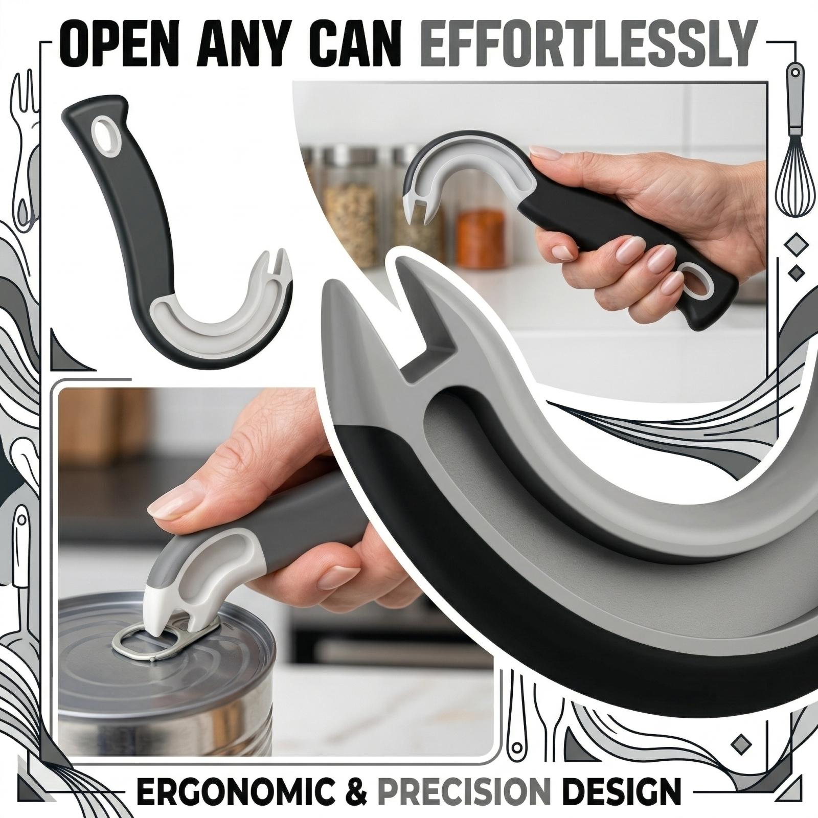 Hook-shaped Can Opener Easy-Open Lid Manual Bottle Opener one size чёрный