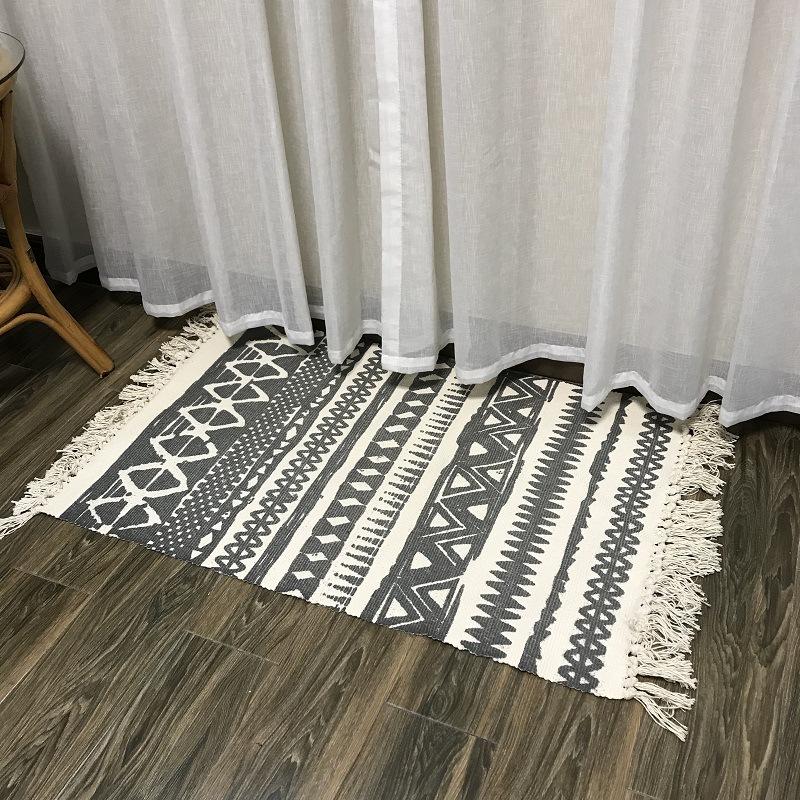 Cotton and Linen Carpet, Living Room Coffee Table Carpet, Bedroom Bedside Foot Mat Thickened Carpet, Bedroom, Foot Mat