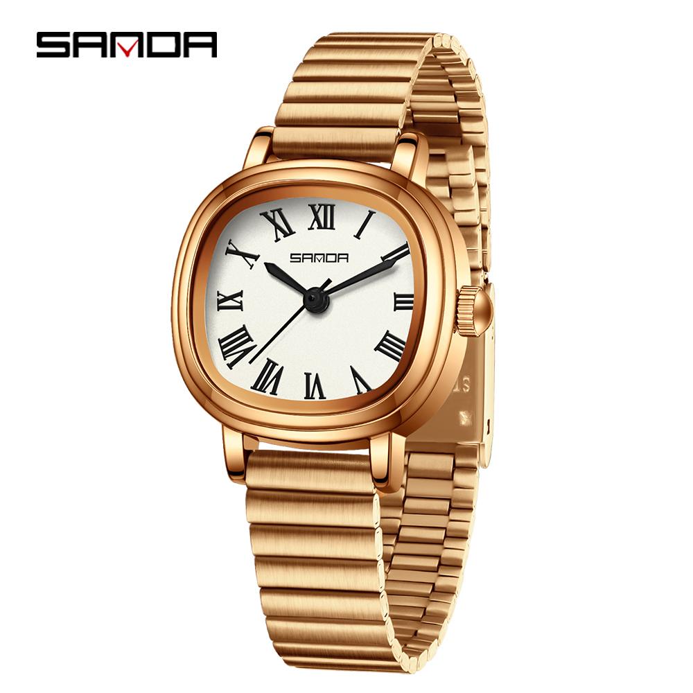 SANDA Top 1137 Women's Quartz Watch Fashionable and Elegant Rose Gold Minimally Roman Digital Women's Quartz Watches