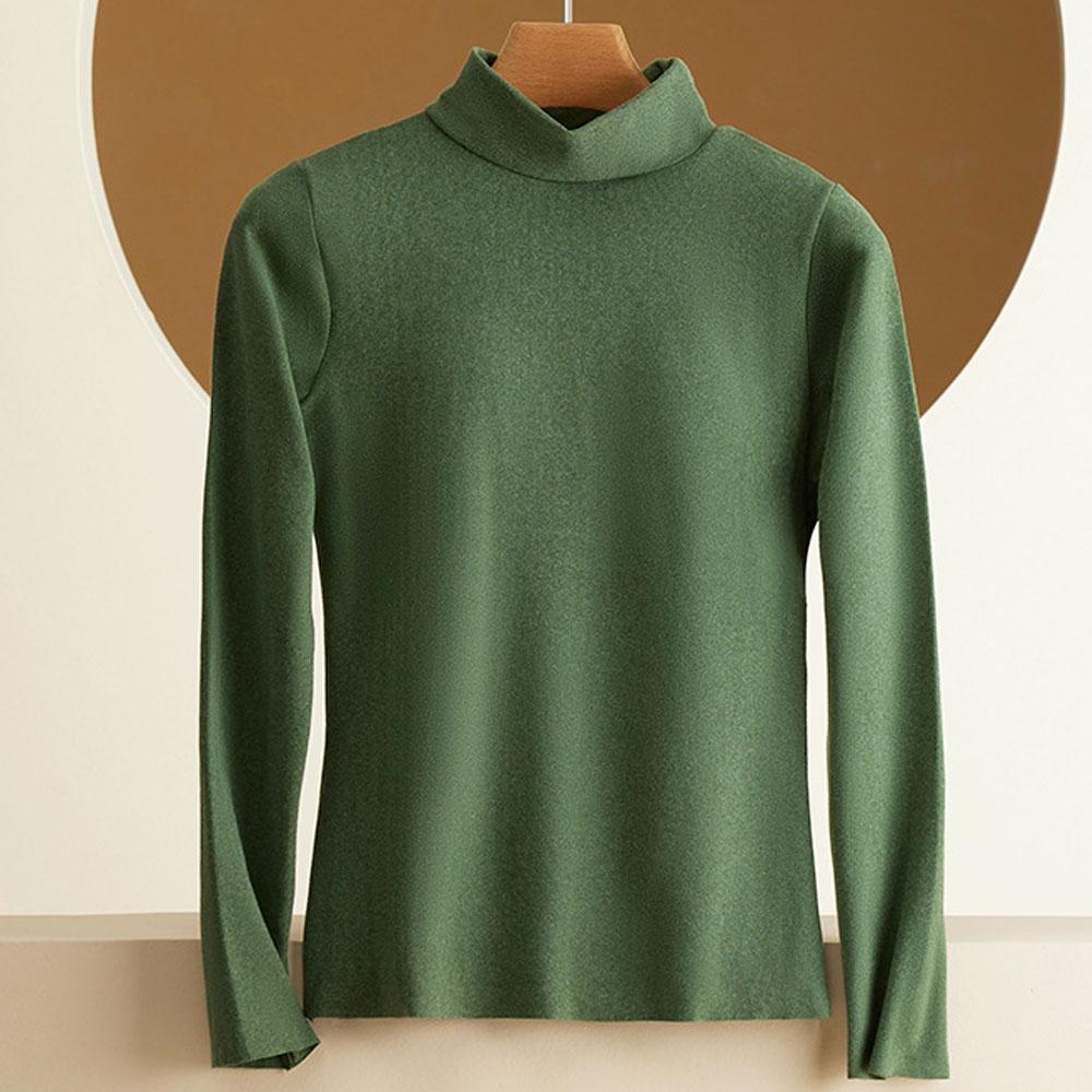 

Женская осенне-зимняя одежда Футболки с длинным рукавом Водолазки Пуловеры Майки Нижнее белье Топы Блузки для женщин Встроенный бюстгальтер 2XL зелёный