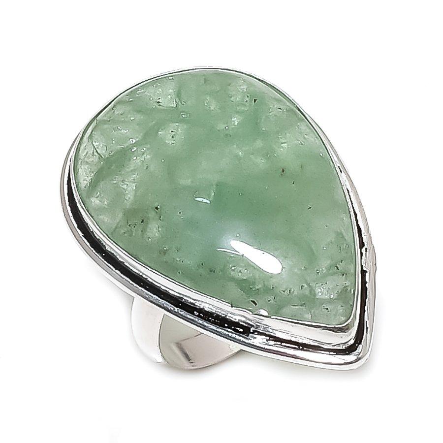 Natural Green Apatite Gemstone 925 Sterling Silver Jewelry Ring Size 8 M7c87