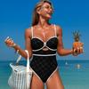 Costume da bagno intero sexy tinta unita da donna Stile europeo