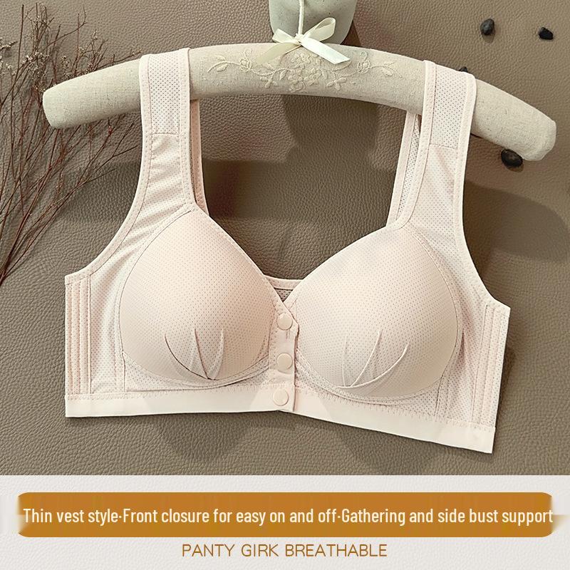 חזייה ללא ברזלים עם סגירה קדמית: מרים ותומך בשומן צדדי - תחתונים נוחים לשינה לנשים בגיל הביניים ומבוגרות