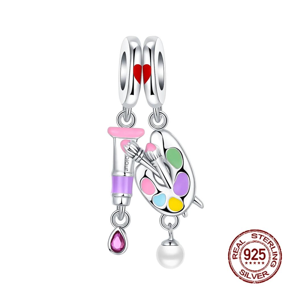 Copper Artist Brush Tools Color Palette Oil Painting Charms Beads Fit 4Mm Hole Diamete Bracelets Diy Jewelry Gifts