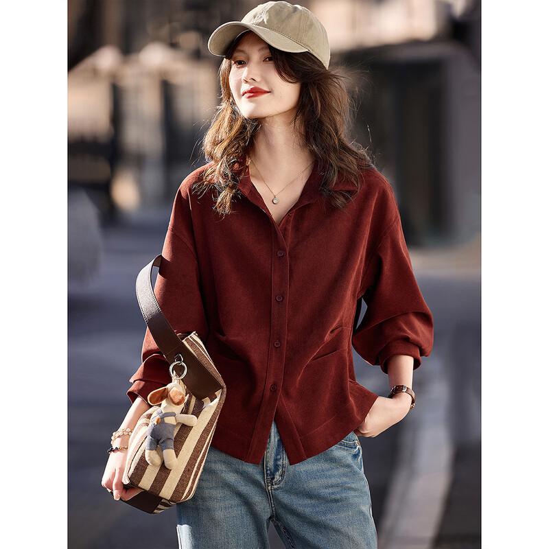 Women's French Retro Solid Long Sleeve Lapel Shirt