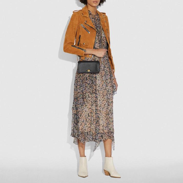 Coach Riley 21 Leather Chain Bag Women Handbags Black 69969-B4BK