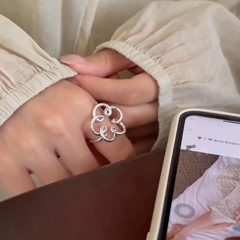Sterling Silver Niche Design Open Ring: Korean Style, Stackable, Colorfast, Light Luxury