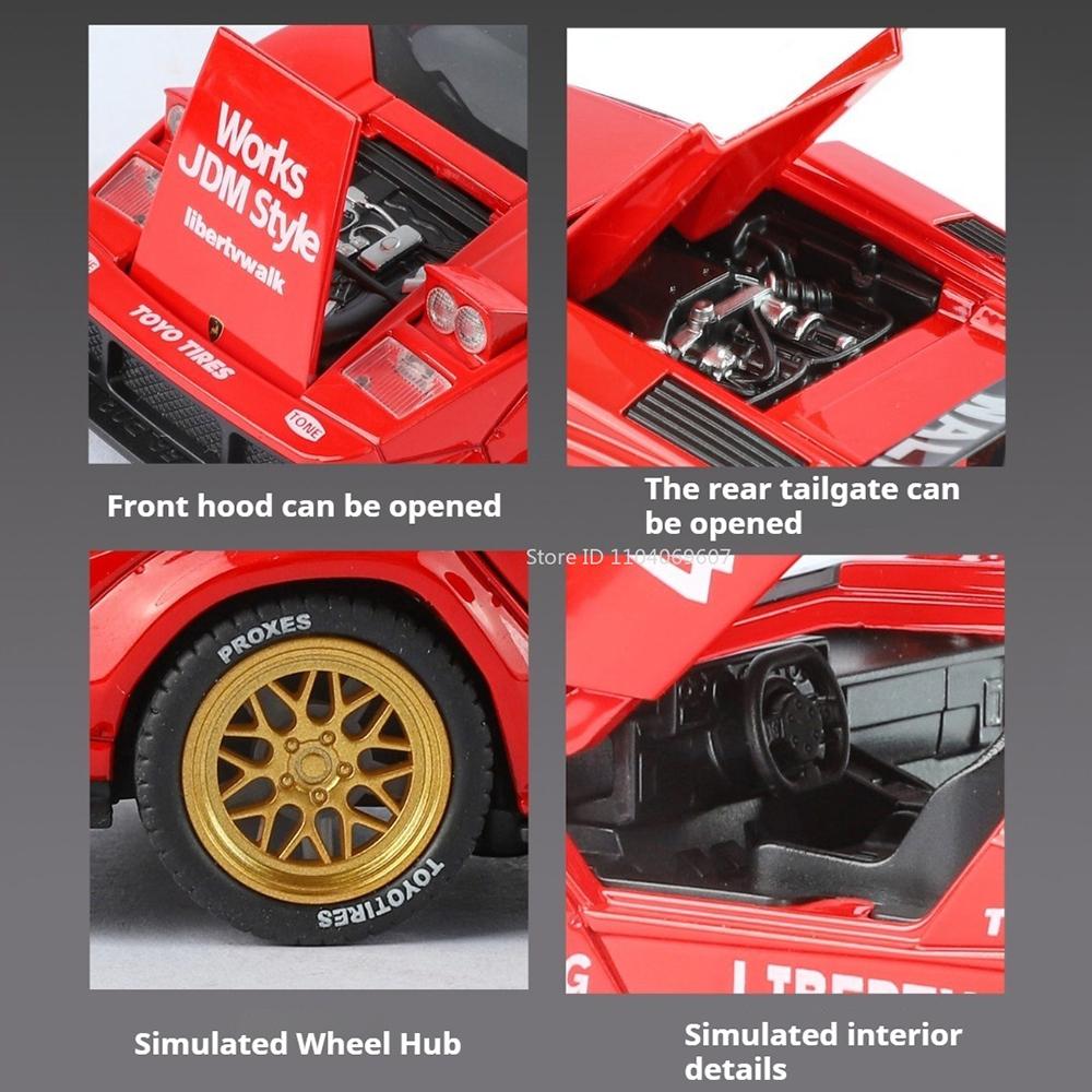 1:32 Countach LBWK Revuelto Sports Car Model Toy Alloy Body Doors Opened Supercar Models Toys Birthday Presents for Children