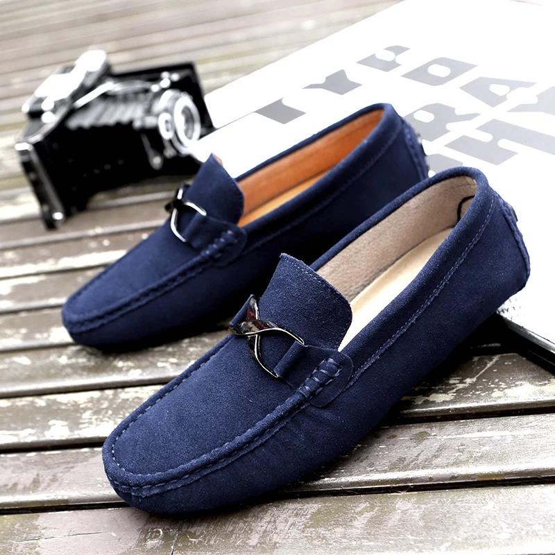 Italian Casual Leather Men Outdoor Breathable Lazy Shoe Casual Business Tooling Shoe Comfy Antiskid Driving Shoe Walking Loafers