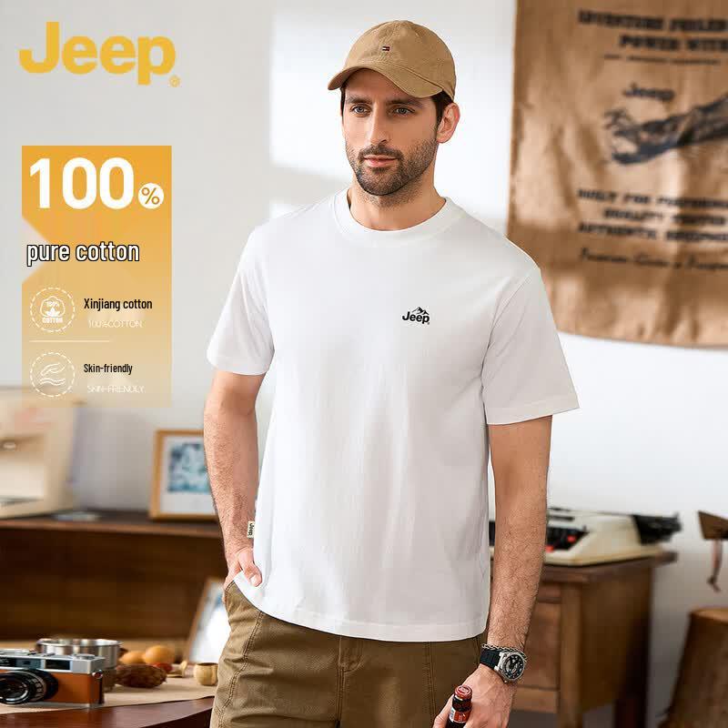 Jeep Men's 100% Cotton Short Sleeve Round Neck T-Shirt