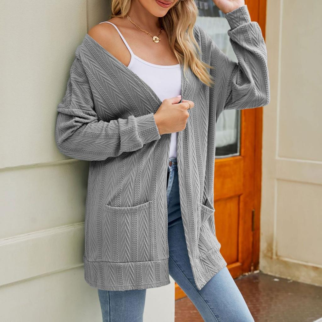 Women's Fashion Lightweight Long Casual Cardigan Double Side Pockets Front Open Loose Breathable Jacket