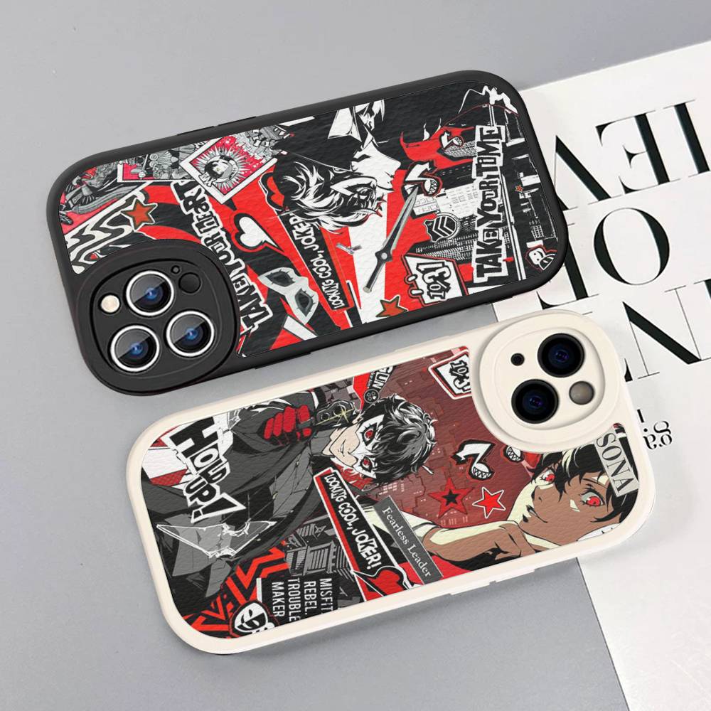 Persona 5 For iPhone 16 15 14 13 12 11 Pro Max Plus Shockproof Leather Soft Phone Cover