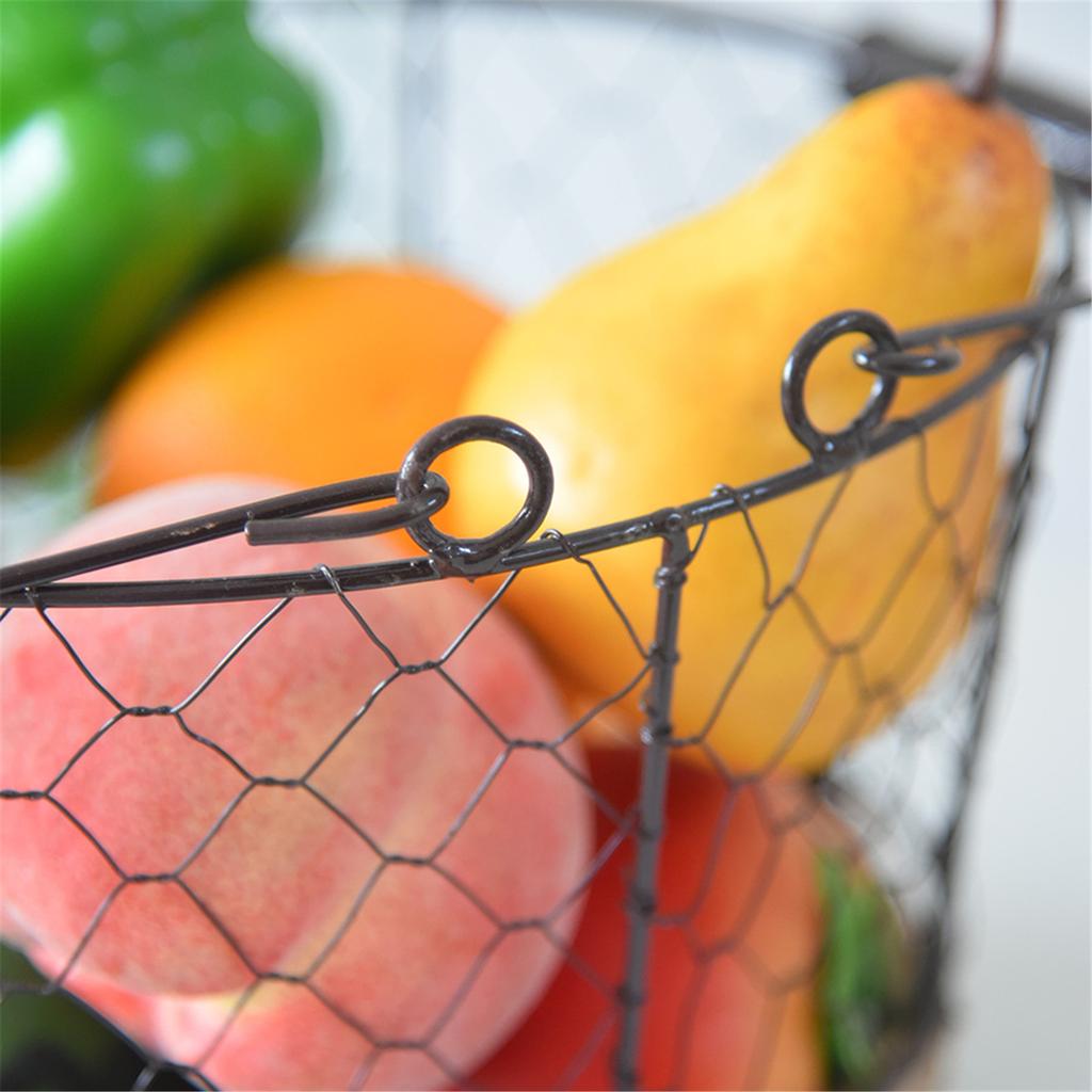 French Country Styles Iron Fruit and Vegetable Basket with Detachable Banana Hanger for Home Decoration Daily Use