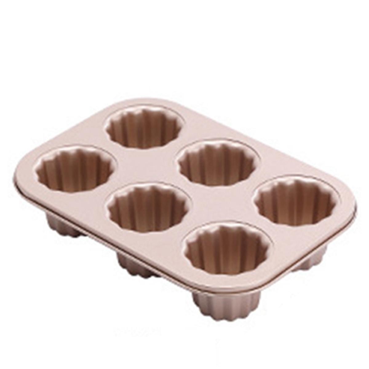 

Dessert Cookware Carbon Steel French Non-Stick Cannele Mould Canele Mold Baking Tool Cake Pan 6-Cavity