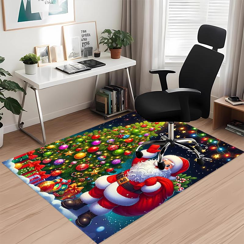 Custom Name Christmas Santa Claus Printed Carpet, for Office Chair Living Room Bedroom Kitchen Room Decor Gifts.