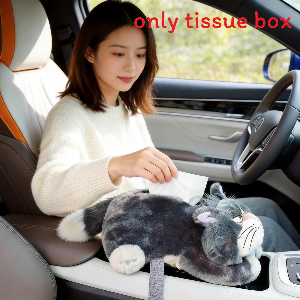 Cat Plush Tissue Box Cover Cute Cartoon Cat Tissue Holder For Home Car Interior Decor