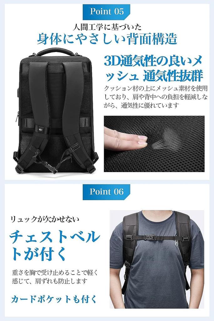 Business Large Waterproof 17 Inch PC Laptop For Business Black [SUNOGE] Rucksack, Men's Backpack, Backpack, Capacity, Waterproof, Zipper, Back, 33L,