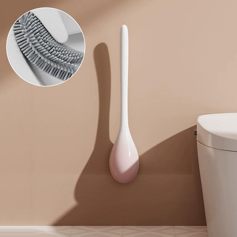 Wall-Mounted Household Toilet Brush No Dead Angle Long Handle Bathroom Cleaning Tool With Base For Hygienic Cleaning
