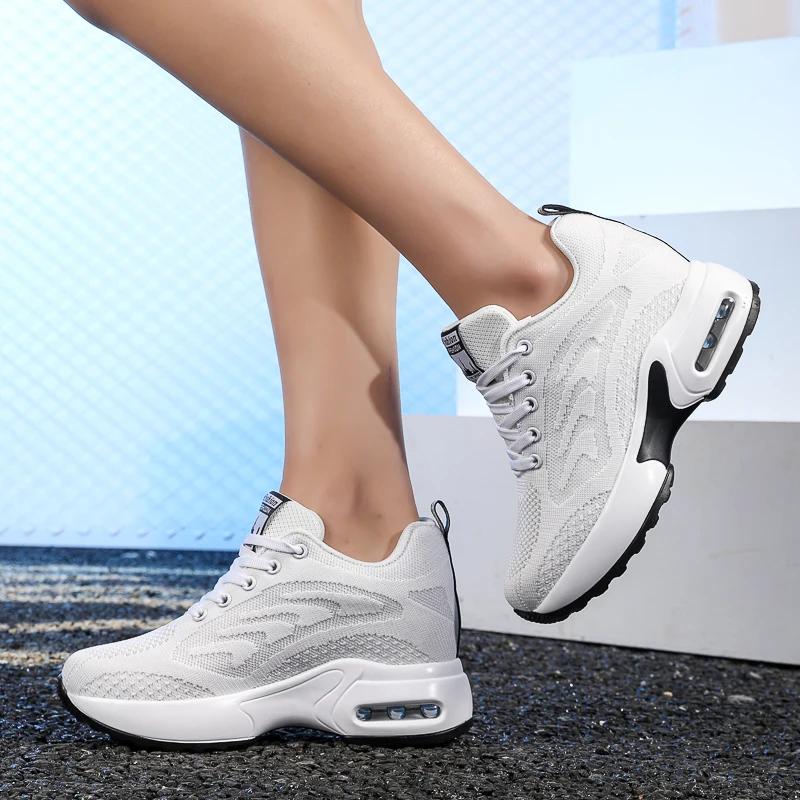 Women High Top Walking Shoes 9 Cm Wedges Sports Shoes Thick Sole Platform Fitness Sneakers Outdoor Ladies Running Jogging Shoes